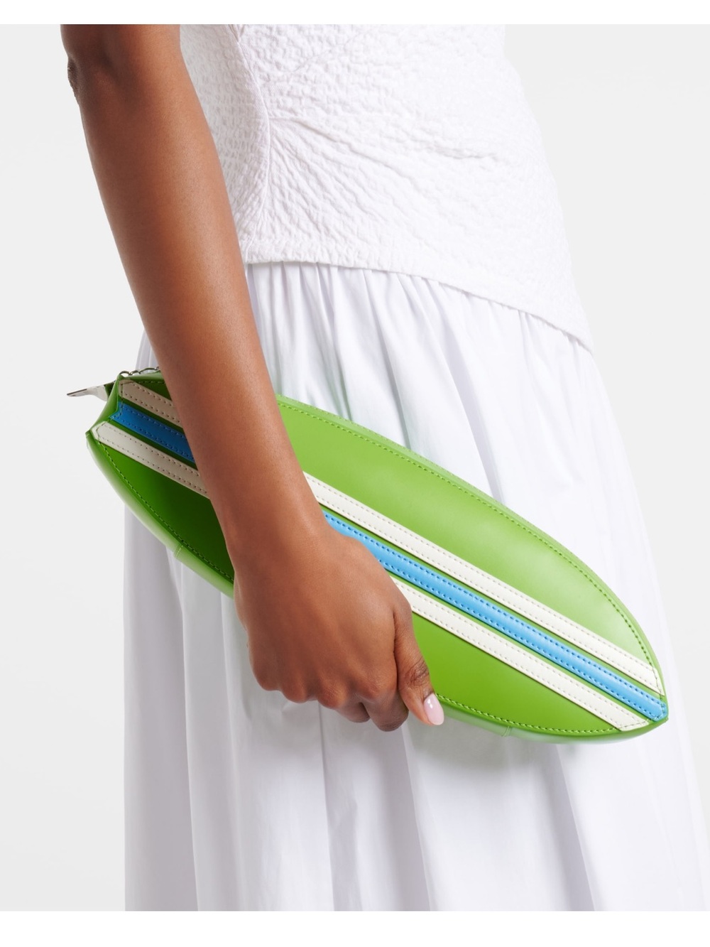 Staud Surfboard striped leather clutch